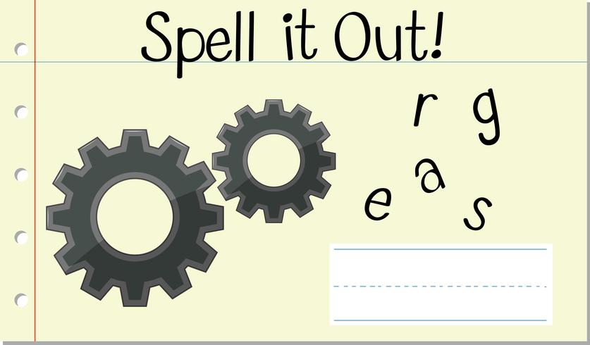 Spell English word gears vector