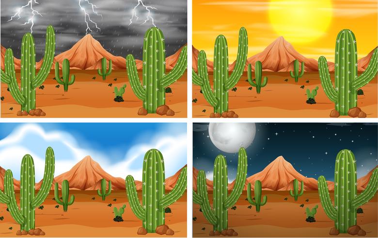 Set of desert scene vector