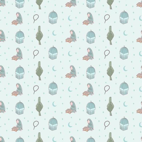Eid mubarak, ramadan seamless pattern vector