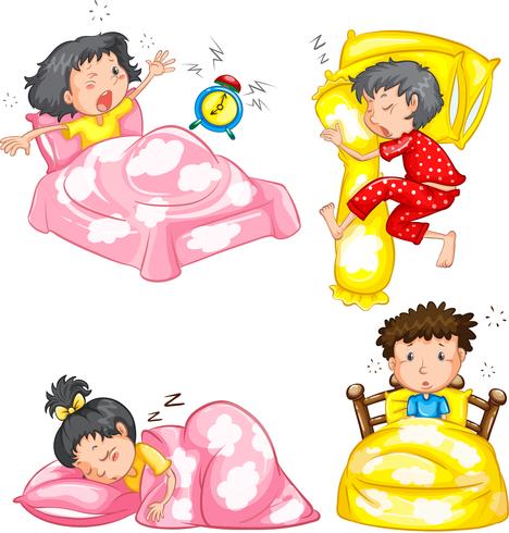 Conjunto de niños durmiendo vector