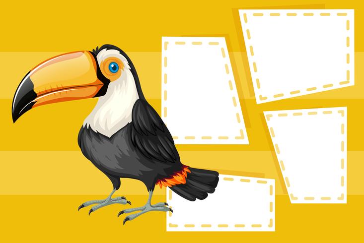 Toucan en plantilla de nota vector