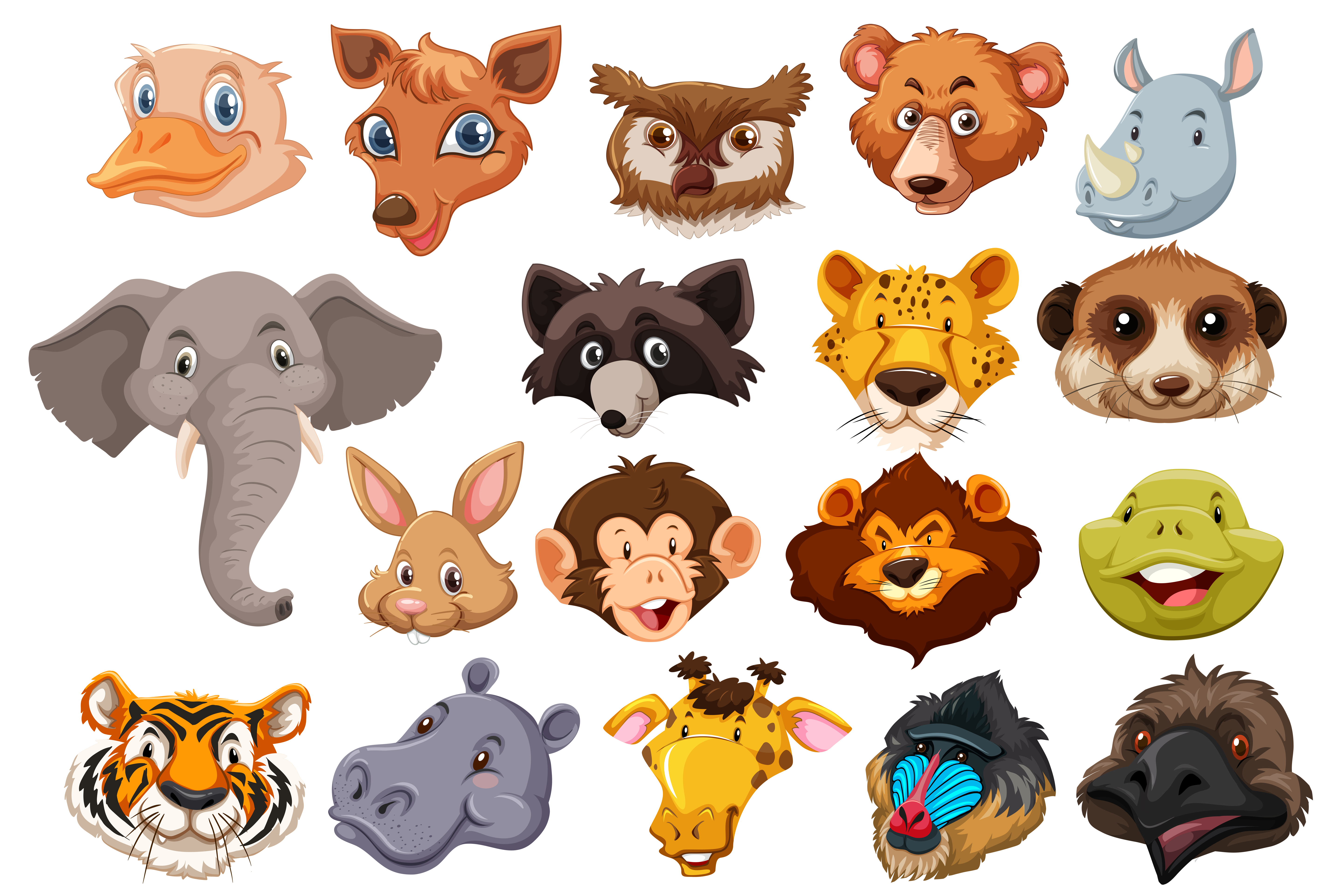 Download Set of wild animal head - Download Free Vectors, Clipart ...