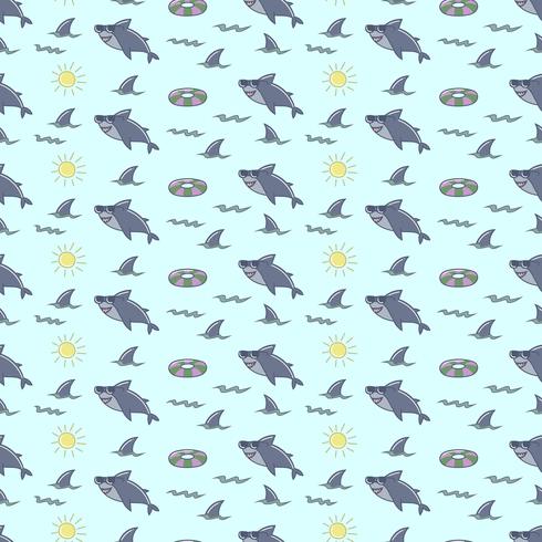 Funny shark seamless pattern vector