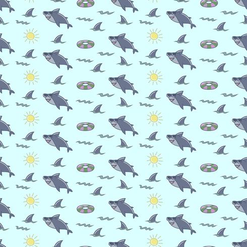 Funny shark seamless pattern vector