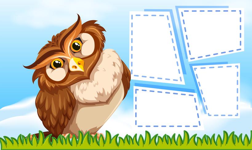 Owl on note template vector