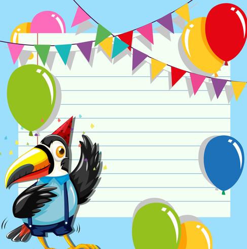 Toucan on birthday template vector