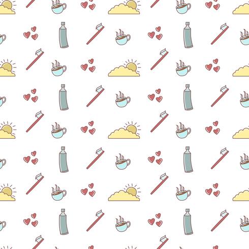 Good morning doodles seamless pattern vector