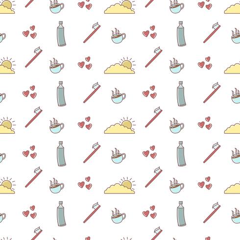 Good morning doodles seamless pattern vector