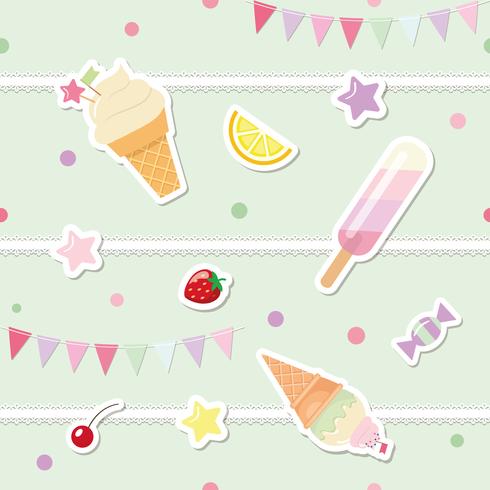 Festive seamless pattern with sweets and garlands. vector