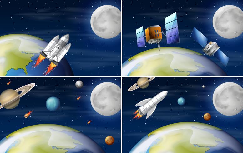 Set of space scene vector