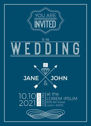 Vintage wedding invitation card template vector