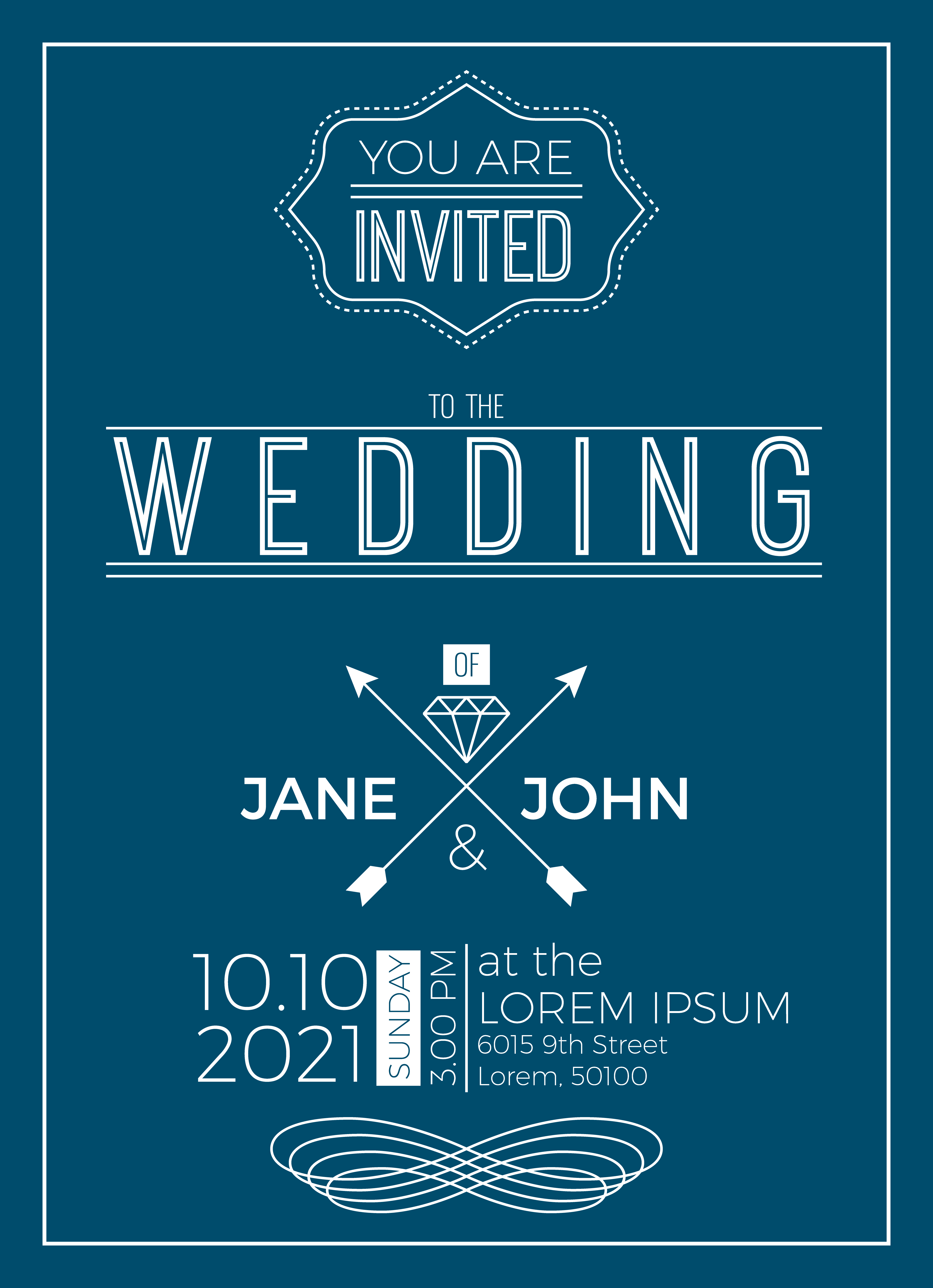 Download Vintage wedding invitation card template 528741 Vector Art at Vecteezy