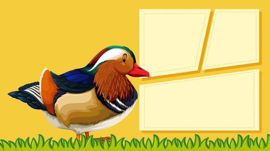 A duck on blank note vector