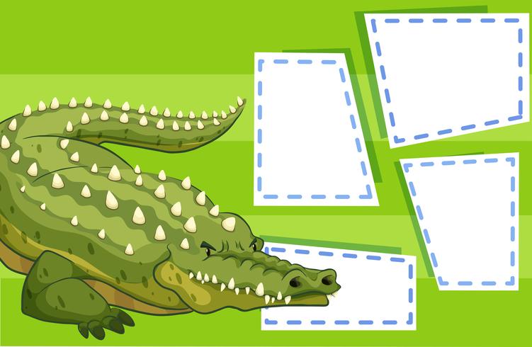 A crocodile on blank note vector