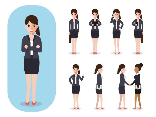 Set of businesswoman at work.  vector