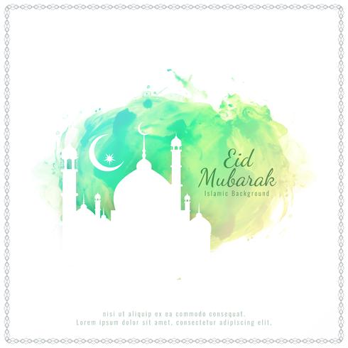 Abstract religious Eid Mubarak watercolor background vector