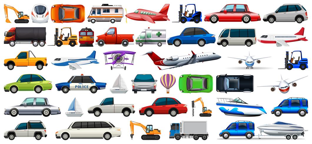 Transporte conjunto de coches y camiones. vector