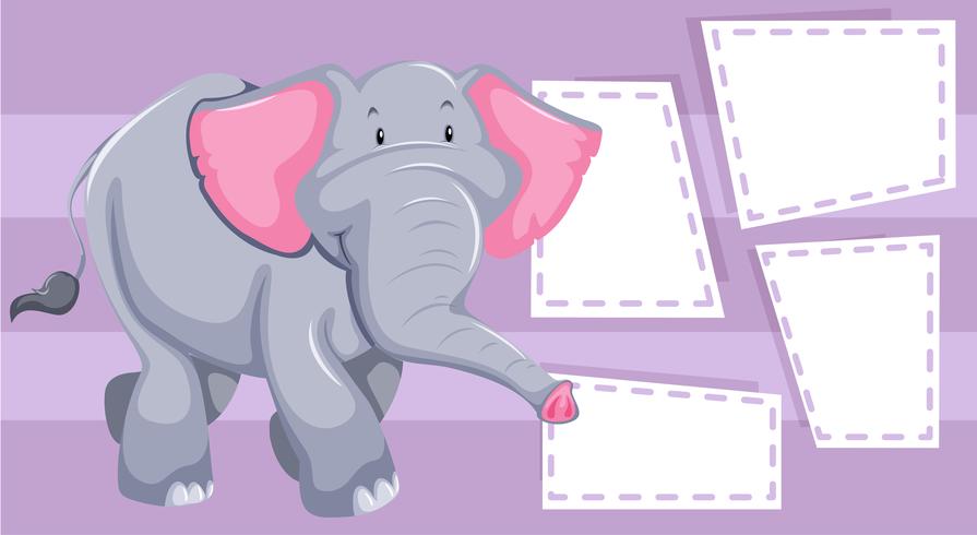 An elephant on blank note vector