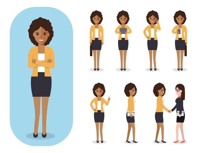 Set of businesswoman at work.  vector