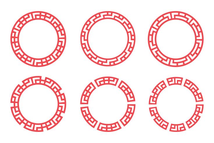 Chinese red circle set  design  vector