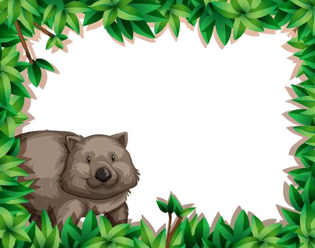 Wombat on nature frame vector