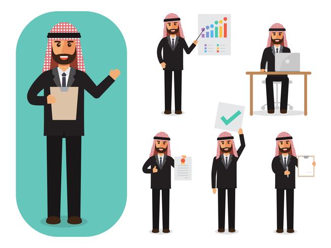 Set of businessman at work.  vector