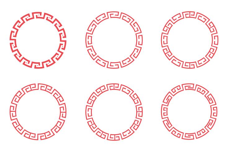 Chinese red circle set design  vector