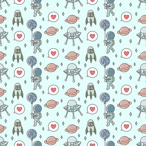Cute Astronaut playing balloon seamless pattern vector