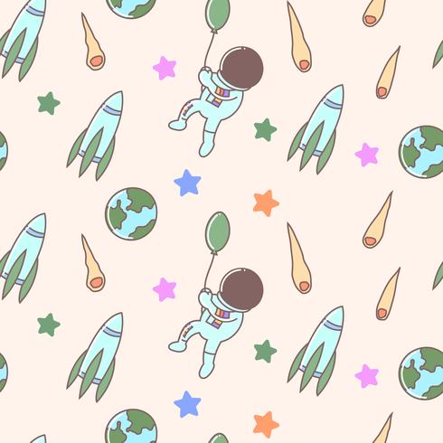 Cute Astronaut seamless pattern vector