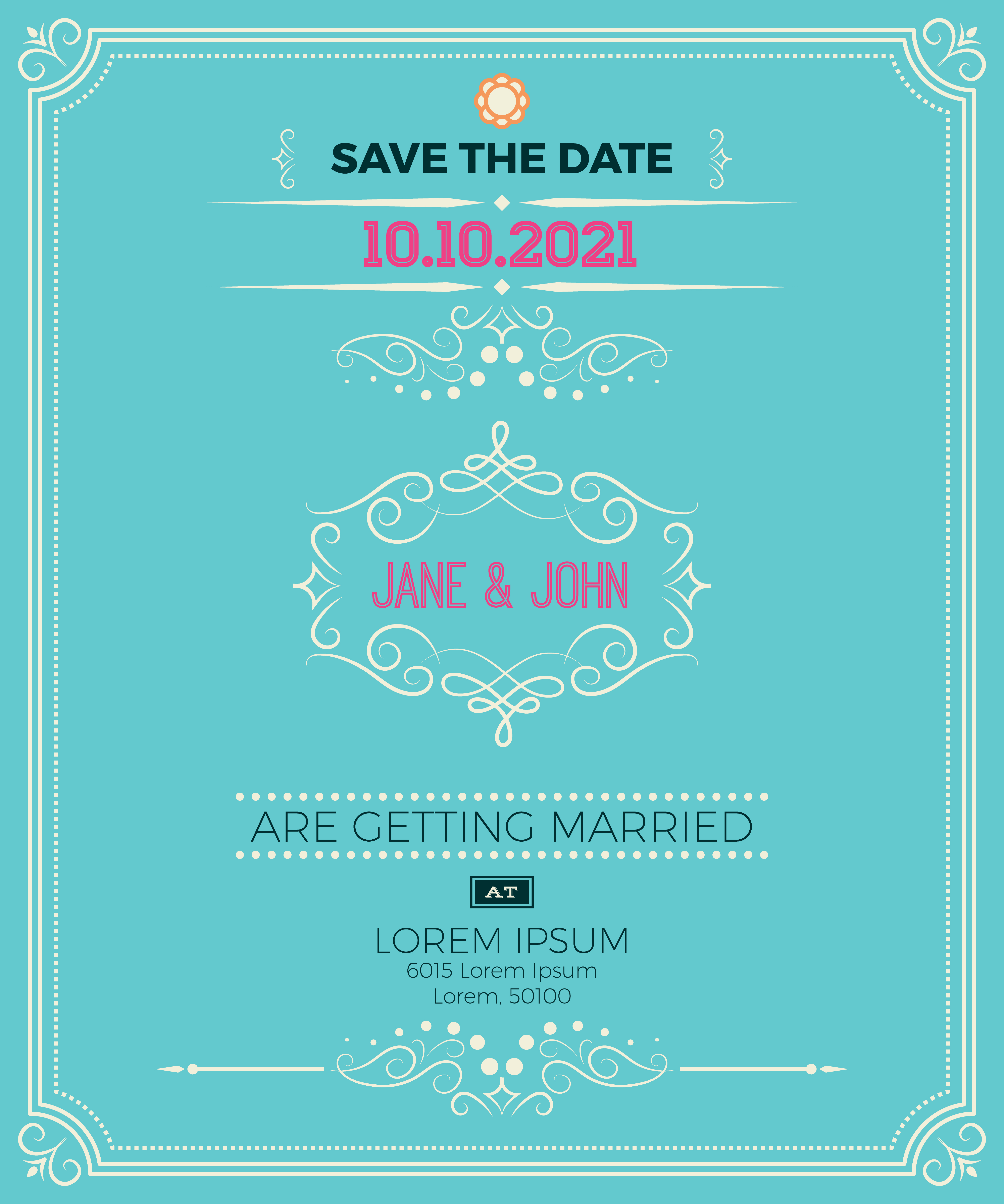 Download Vintage wedding invitation card template 528991 - Download ...