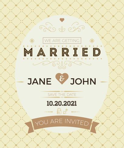 Plantilla de tarjeta de invitación de boda de la vendimia vector