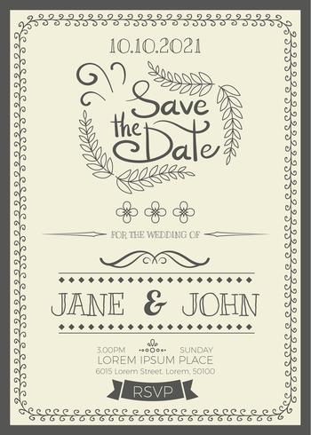 Vintage wedding invitation vector