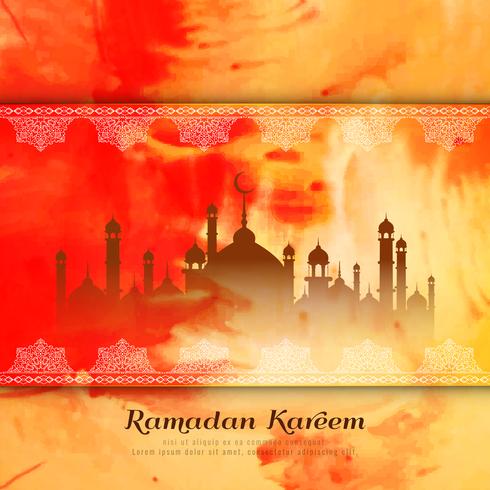 Abstract Ramadan Kareem watercolor style background vector