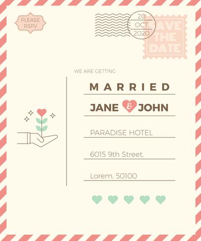Vintage wedding invitation card template vector