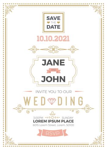 Vintage wedding invitation card vector