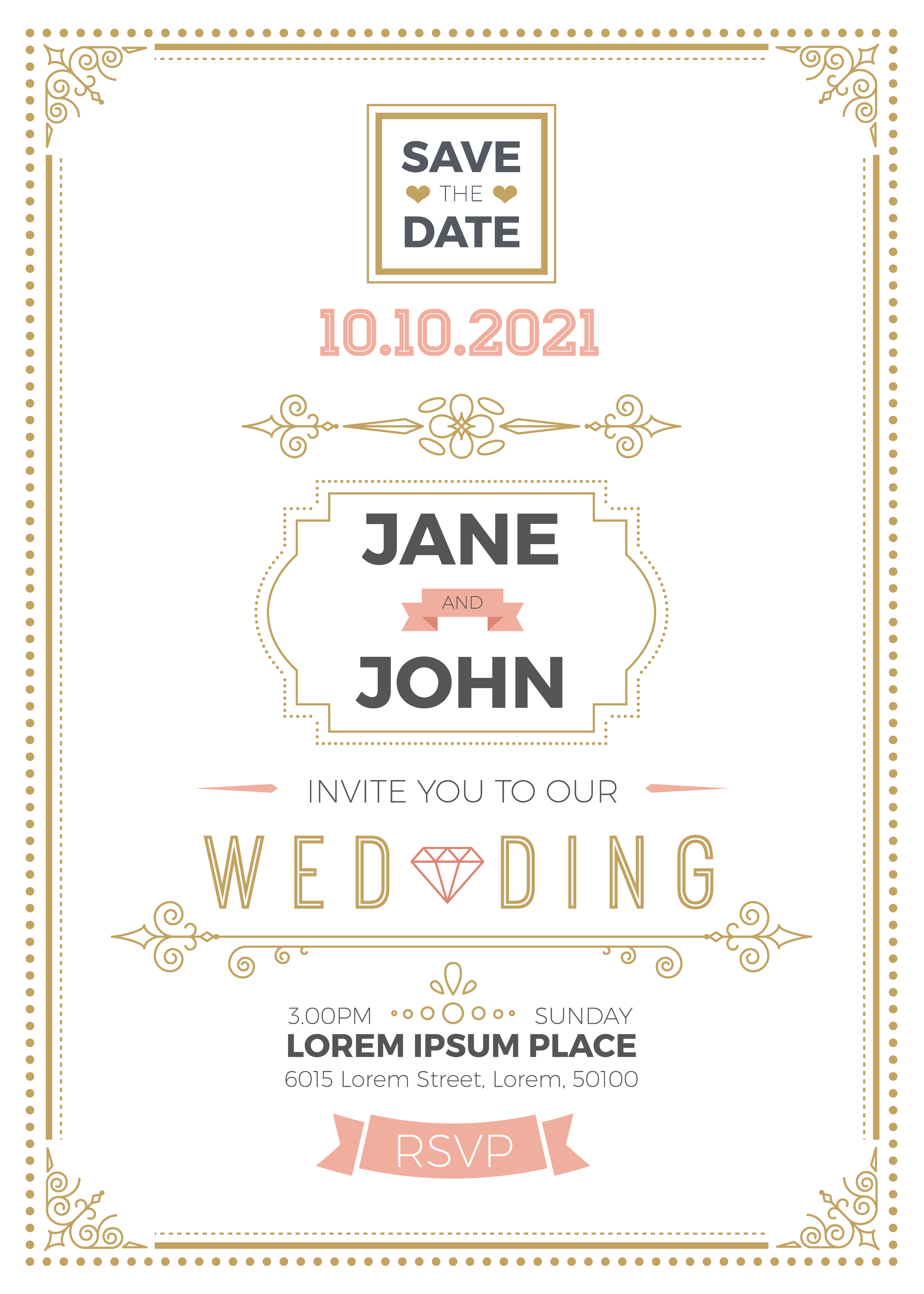 vintage wedding invitation card download free vectors