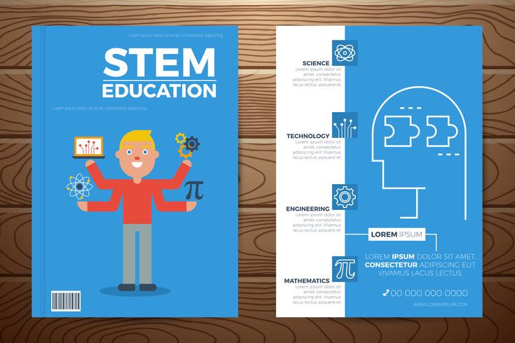 Plantilla de cubierta y volante de libro de educación de tallo vector