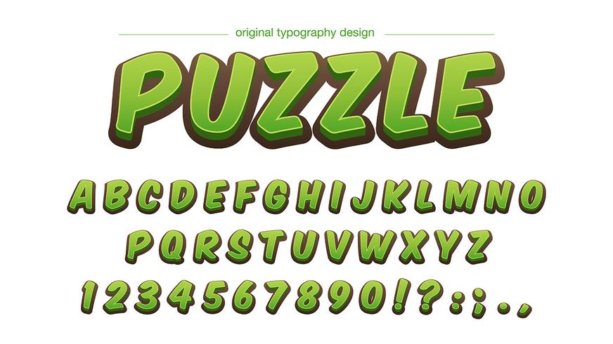 Bold green cartoon typography design vector