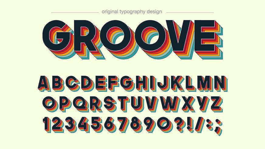Retro groove colorful typography design vector