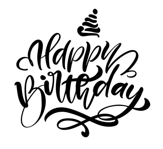 Vector las letras modernas manuscritas del cepillo del ejemplo del texto del feliz cumpleaños en el fondo blanco. Diseño de tipografía dibujada a mano. Tarjeta de felicitaciones