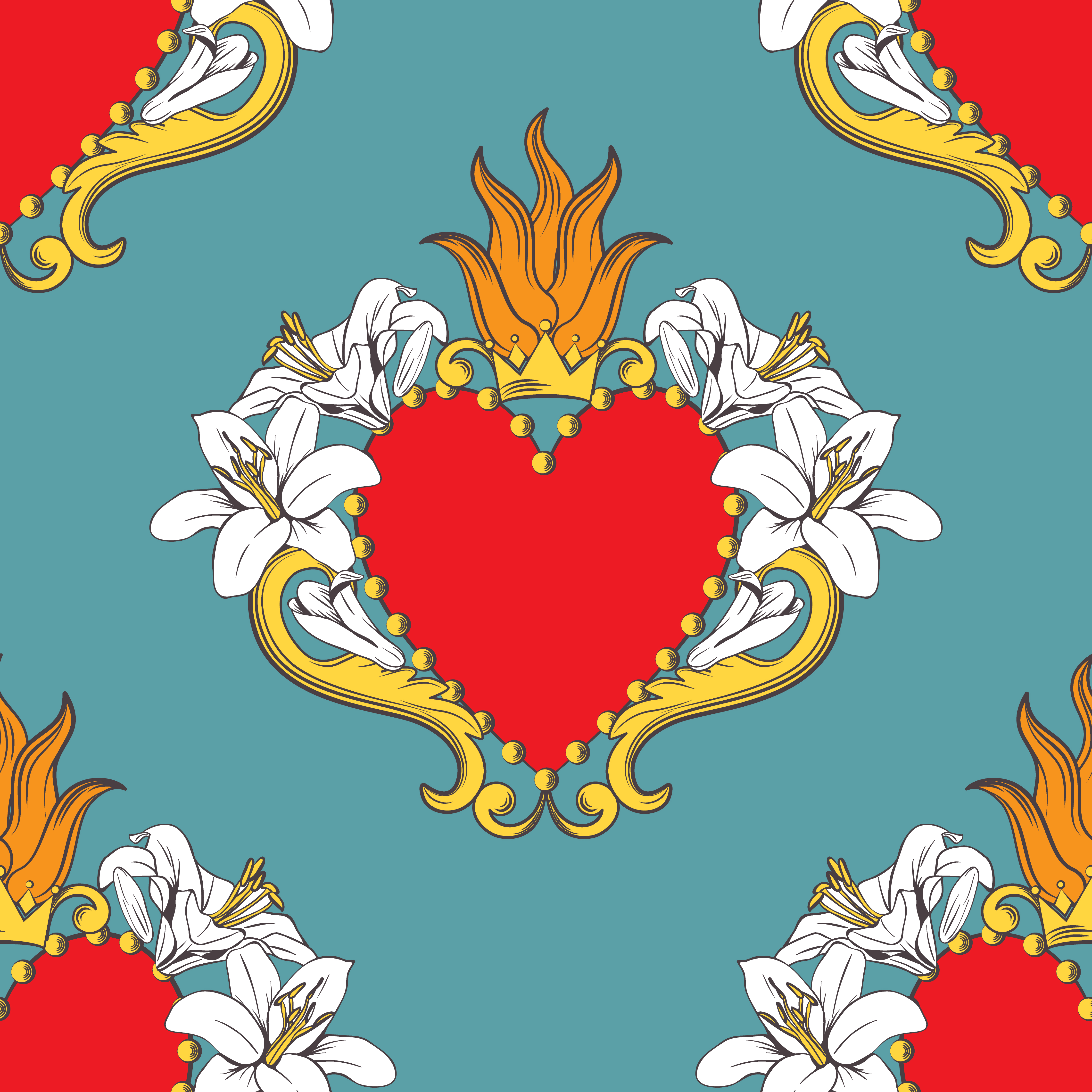 Download Seamless damask pattern with beautiful ornamental red ...