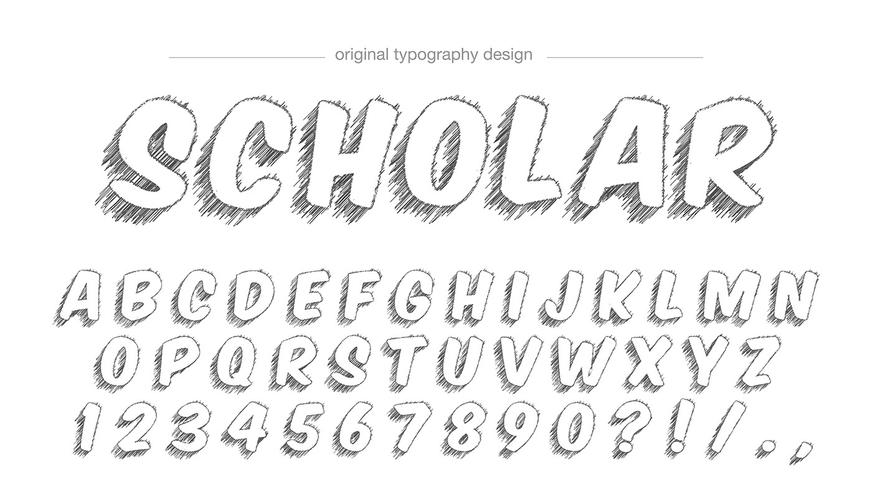 Sketch style typography design vector