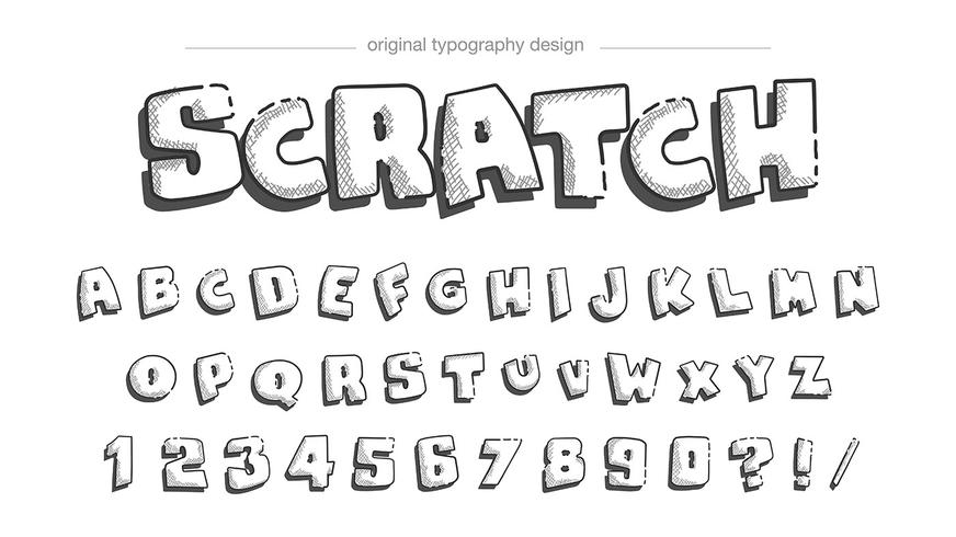 Sketch style typography design vector