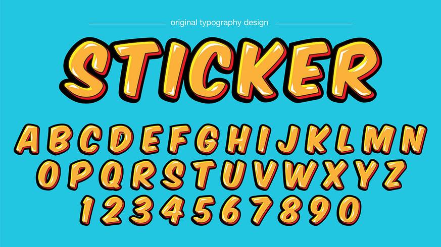 Cartoon sticker typography design vector