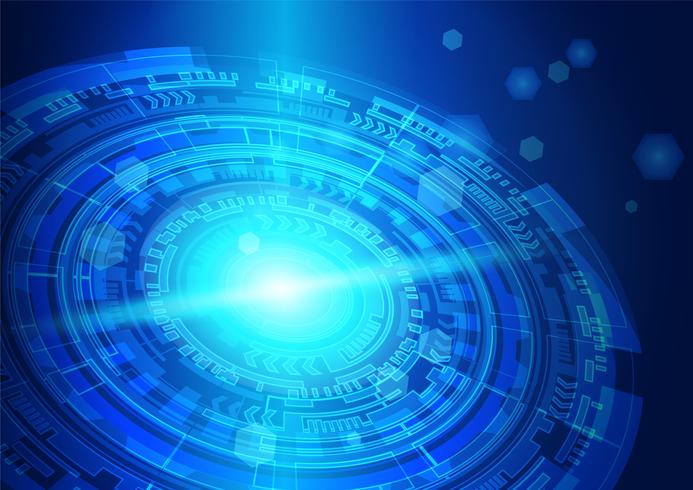 Concepto cibernético de la seguridad del ojo azul, Internet digital de la alta velocidad abstracta. tecnología de futuro, vector de fondo.