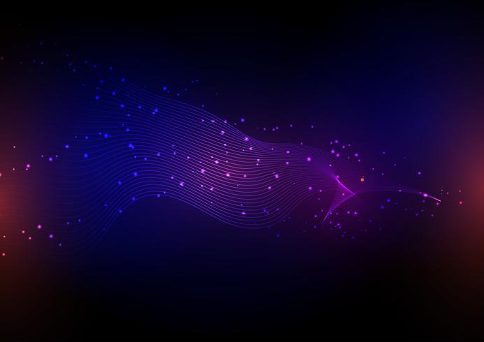 Abstract background with flowing lines and glowing dots  vector