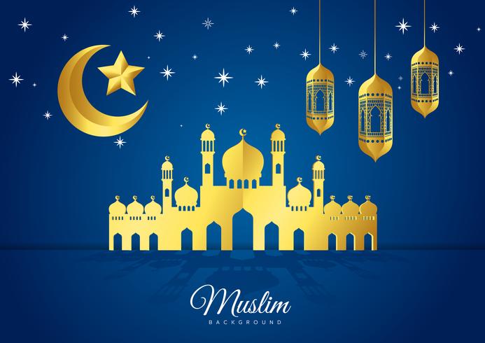 Vector illustration of Eid Mubarak Islamic holiday greeting card design