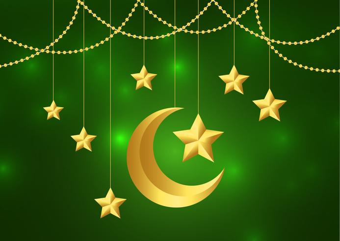 Vector illustration of Eid Mubarak Islamic holiday greeting card design