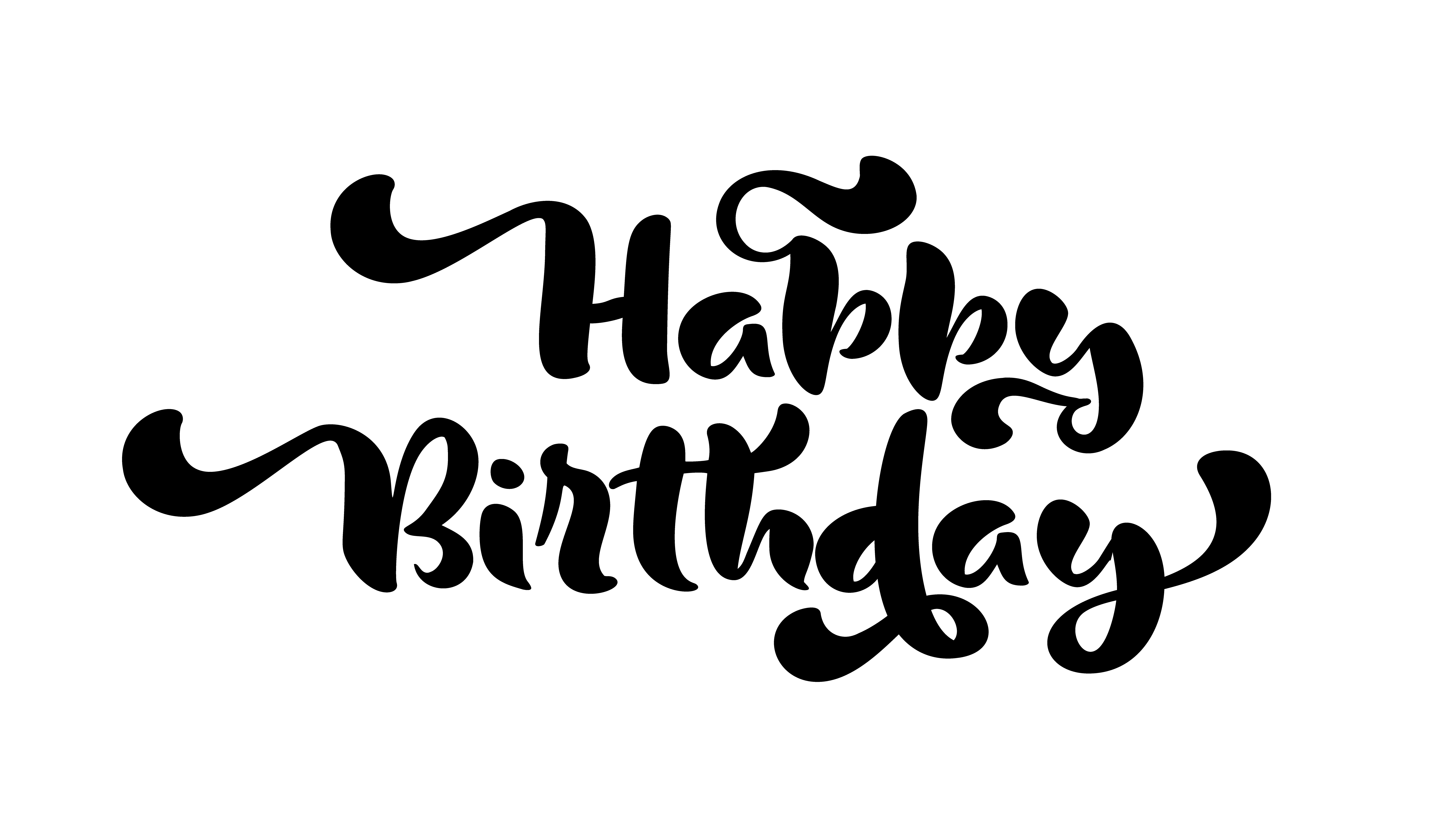 Happy Birthday hand drawn lettering calligraphy text. Vector fun quote ...