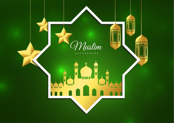 Vector illustration of Eid Mubarak Islamic holiday greeting card design